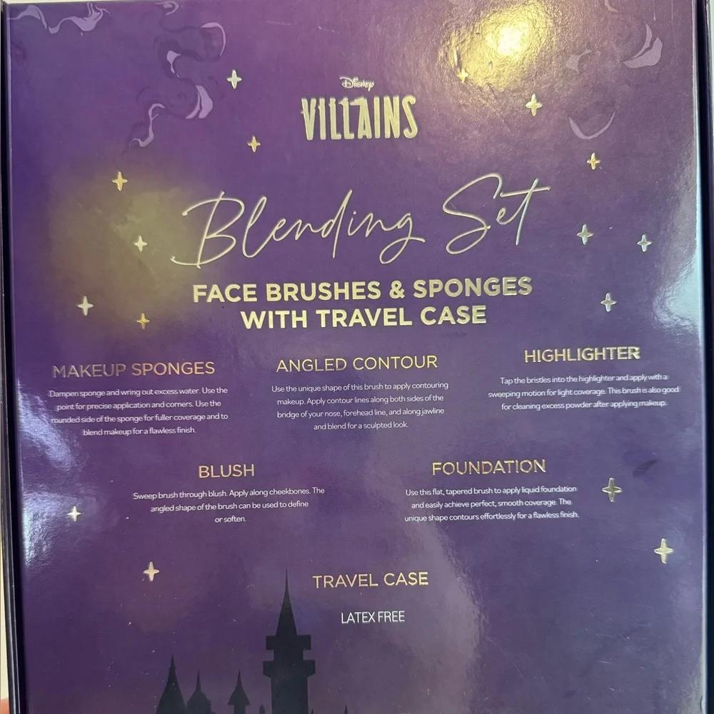 Disney Villains Makeup Brushes and Sponges Blending Set 7 piece